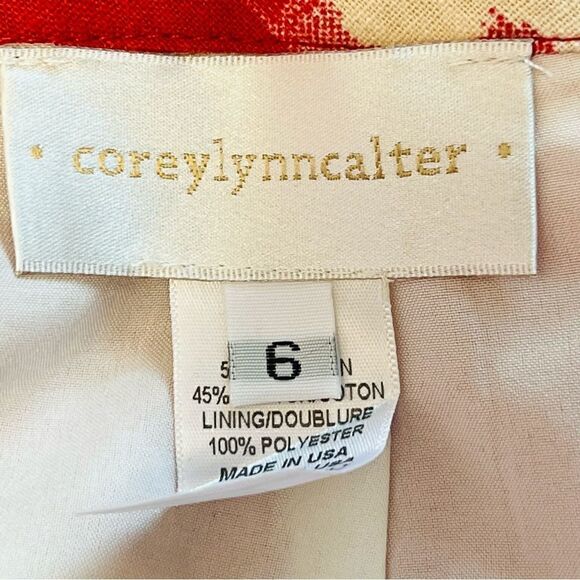 Anthropologie Corey Lynn Calter Ackee Red Motif Linen Blend Pencil Skirt size 6 - Picture 3 of 5